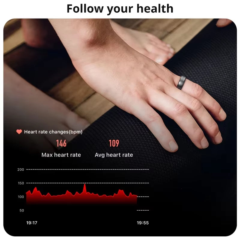 2024 R06 5ATM Waterproof Smart Ring for Men Women Heart Rate Health Monitoring 100+ Sport Modes Fitness Tracking Sport Ring