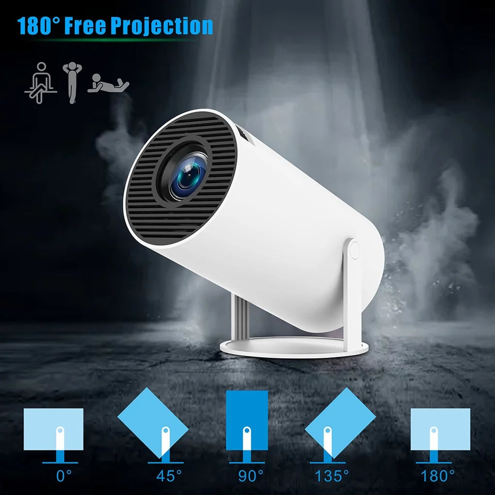 Mini Projector,Hy300 Pro Smart Projector,4K Projector with Wifi 6 and Bluetooth 5,Portable Projector with Android 11, Automatic Keystone Correction,180 Degree,130 Inch Display