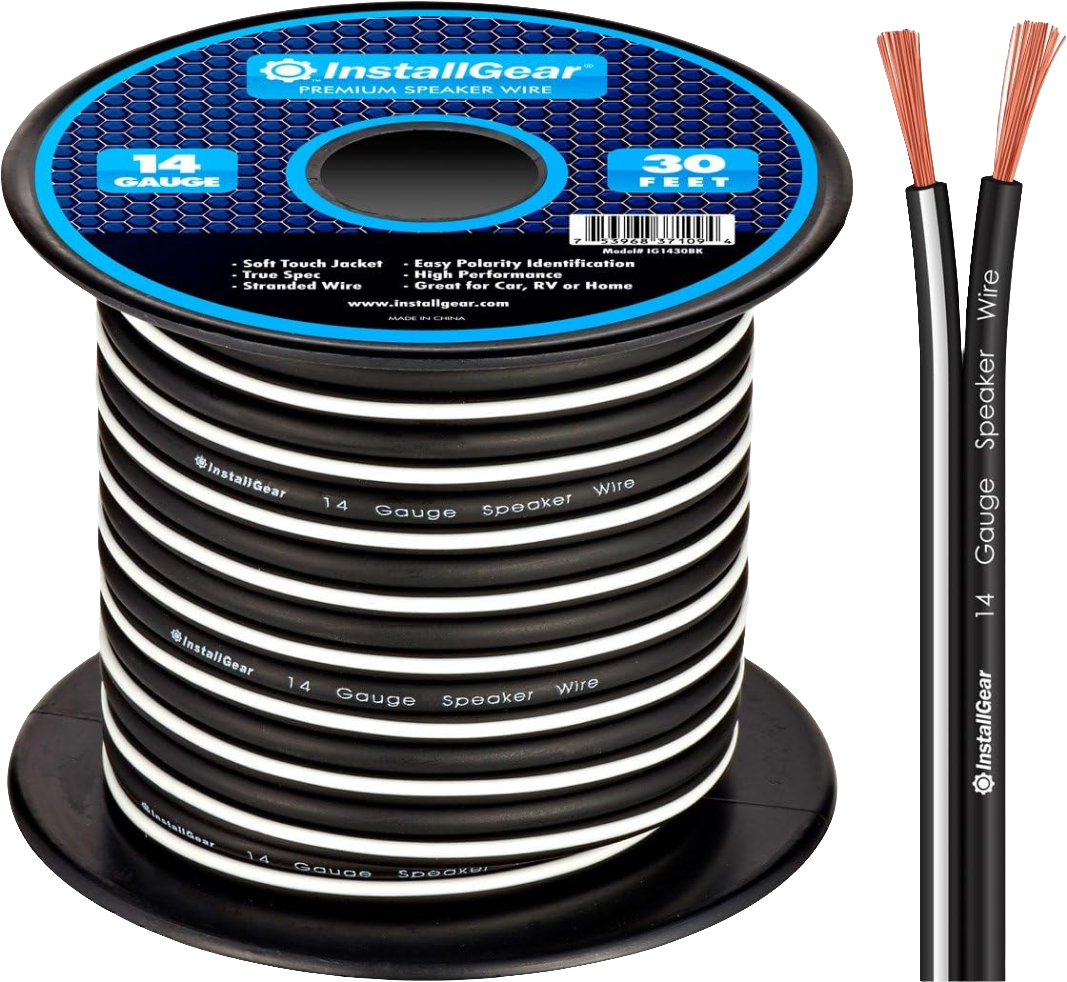 14 Gauge AWG 30Ft Black Speaker Wire Cable - Great Use for Car Speakers Stereos, Home Theater Speakers, Surround Sound, Radio