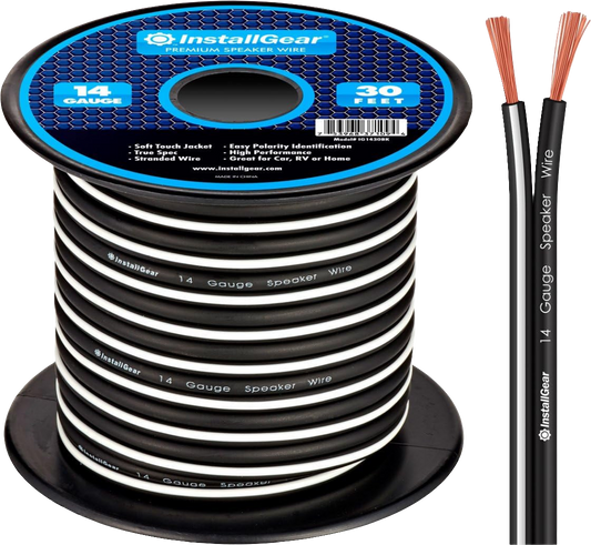 14 Gauge AWG 30Ft Black Speaker Wire Cable - Great Use for Car Speakers Stereos, Home Theater Speakers, Surround Sound, Radio