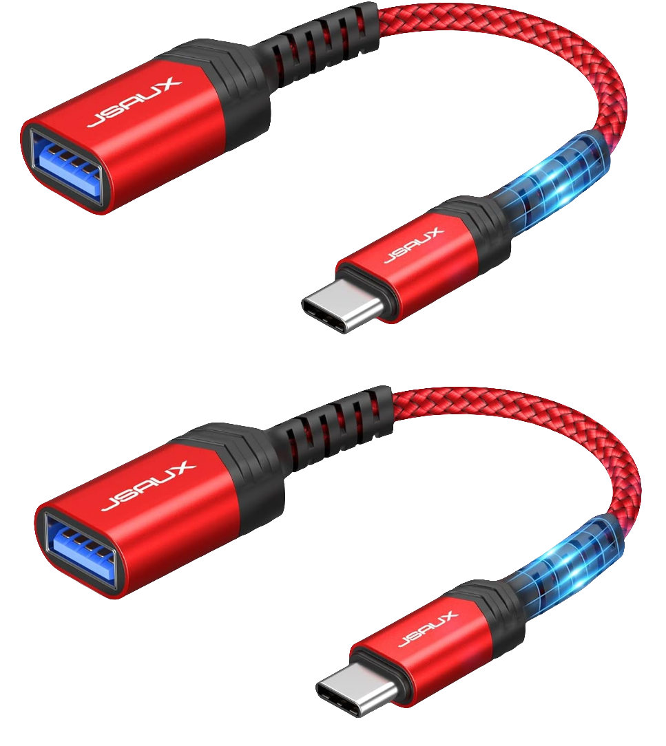 USB C to USB Adapter,  [0.5Ft 2 Pack] Type C 3.0 OTG Cable on the Go Type C Male to USB a Female Adapter Compatible with Macbook Pro 2018 2017,Samsung Galaxy S20 S20+ Ultra S8 S9 Note 10 -Red