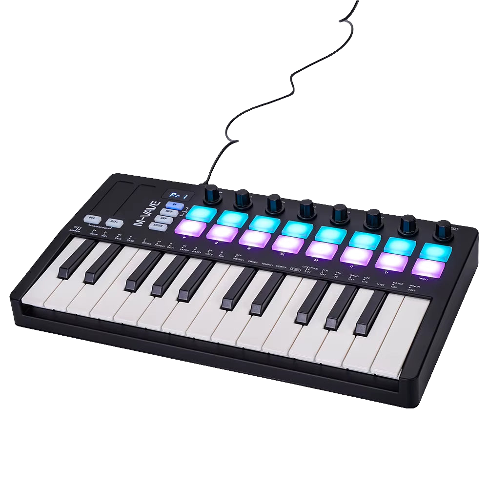 SMK-Ⅱ 25 Key MIDI Keyboard Controller with 16 RGB Drum Pads, Bluetooth Semi Weighted Professional Dynamic Keybed