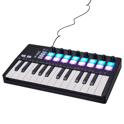 SMK-Ⅱ 25 Key MIDI Keyboard Controller with 16 RGB Drum Pads, Bluetooth Semi Weighted Professional Dynamic Keybed