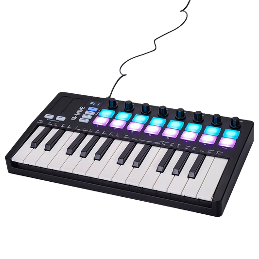 SMK-Ⅱ 25 Key MIDI Keyboard Controller with 16 RGB Drum Pads, Bluetooth Semi Weighted Professional Dynamic Keybed