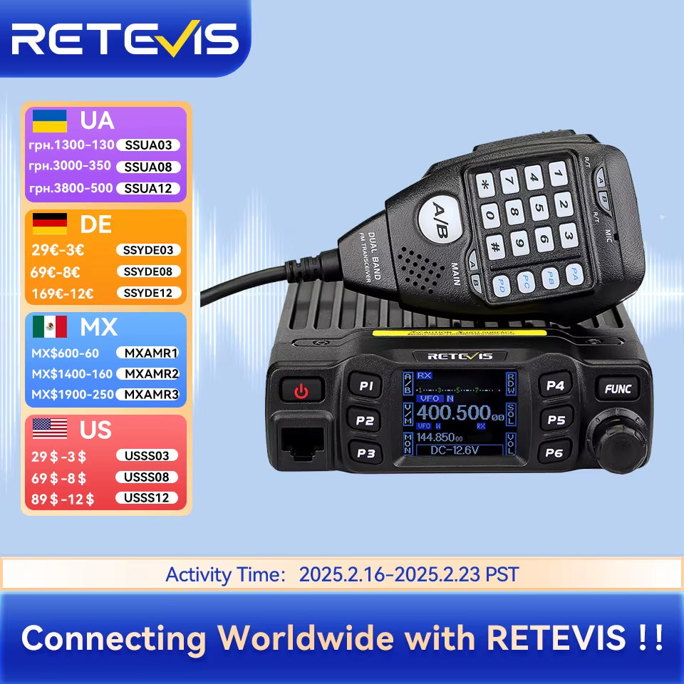 RT95 Car Radio with Screen Ham Car Mobile Radio Station Autoradio Two-Way Radio 25W VHF UHF CHIRP Anytone Base Station